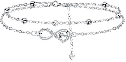 J.MUEN Unendlichkeit Armband Damen Silber 925 Herz Anhänger Armbänder,Schmuck für Freundin Frau Mutter Tochter