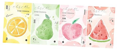 CAXUSD Obst Memo Pad Set 4 Bücher Kawaii Notizblöcke Memo Notebook für Chef Studenten glattes Schreiben