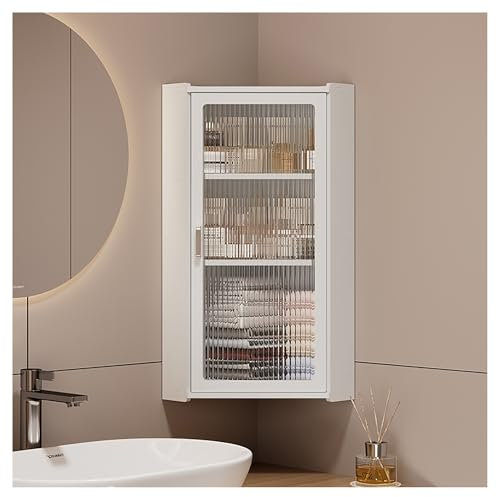 Eck-Badezimmerschrank-Wandhalterung, Hängeschrank für Bad, Küche, Waschküche, Schlafsäle (Transparent, 30x70 cm)