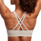 CRZ YOGA Damen Ohne Bügel Sport BH Gekreuzt Rücken Spaghetti Top Abnehmbare Pads Yoga Croptop Mojave-Braun M