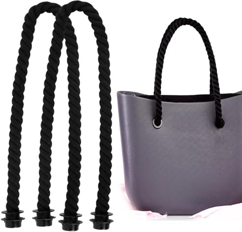 Taschengriffe für O Bag Henkel, 2 Stück Strandtasche Griffe Ersatz, Classic Handtasche Riemen, Taschenhenkel für Obag Zubehör, 70 cm, Schwarz