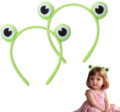 Lot de 2 bandeaux grenouille verte mignonne, accessoires de cheveux élastiques doux pour maquillage, douche, lavage du visage, soins de la peau et sports, motif dessin animé pour homme et femme