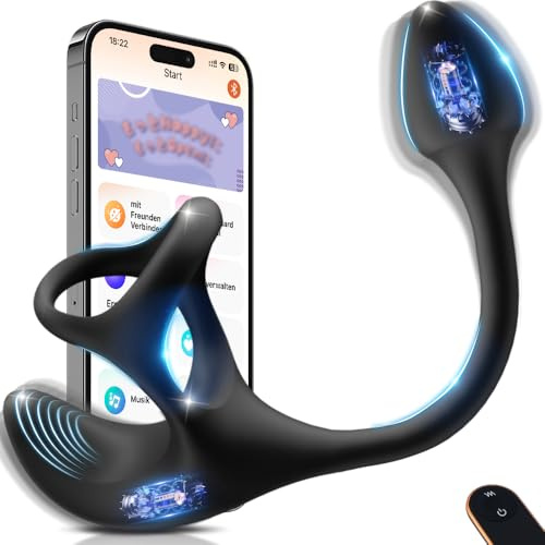 Analvibrator für Männer mit App, 9 Vibrationen Prostata Stimulation Männer | Analplug Vibratorensets mit Penisring, Hodenstimulator, Dual-Motor, Fernbedienung, weichem Silikon und IPX7