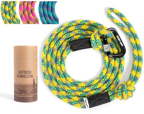 LUCKY LUCY Hundeleine 2m, für mittel & große Hunde (bis 80kg), reflektierend, mit starkem Aluminium sicherheitskarabiner, schöner Gelb