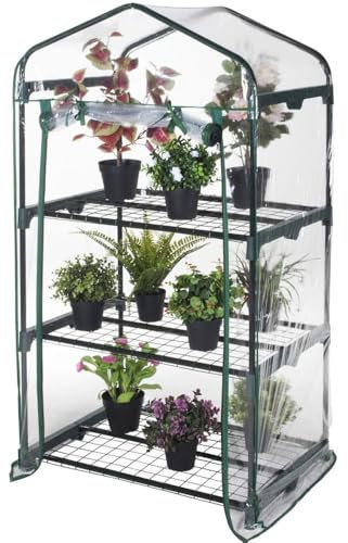 Paluplus Serra da Balcone e Giardino a 3 RIPIANI, Misura 69x49x125 cm, Struttura in Acciaio e Telo in PVC, adatta per colture Invernali e Protezione per Piante e Fiori -4827F