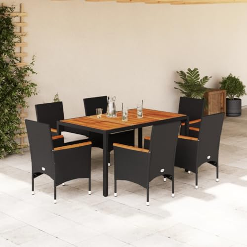 Festnight Rattan Gartenmöbel Set 6 Personen Terrassenmöbel Außen Gartenmöbel Set 6 Stühle mit Tisch Sitzgruppe Outdoor Gartentisch mit Stühlen Set Garten Essgruppe Gartengarnitur