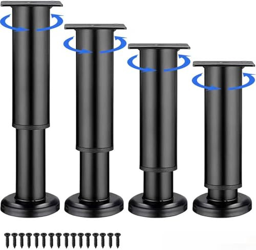 WZCMLJ 4 Stück Schwarz Möbelfüße, 5 / 12cm Möbelfüße Metall Schrankfüße DIY Tischbeine Schrankfüsse, für Stühle Schrank und Sofa andere Möbelbeine. (Black, 18-30cm)