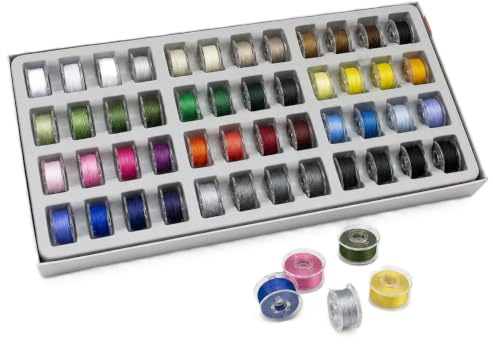 Nähmit – Unterfadenspulen-Set „Spiel der Töne“, 48 × 25 m polyester Unterfäden (Ne 40/2), farblich abgestimmt für jede Näh- & Quiltarbeit (Unterspulen Set)