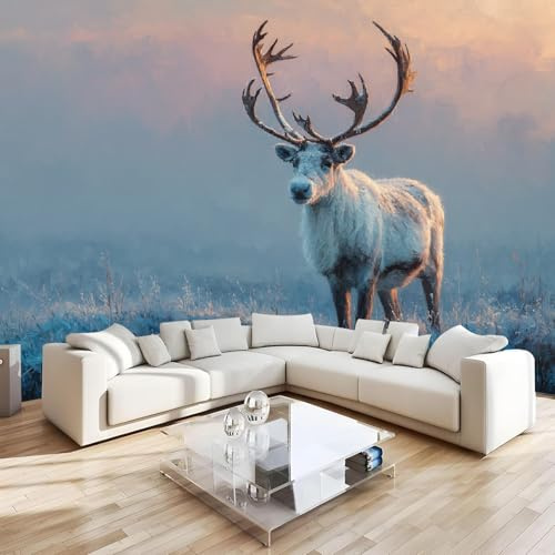 Fototapete Reh 250x175 cm Vlies Wandtapete Tapete 3D Effekt Kawaii Tiere Wandtattoo moderne Wand Schlafzimmer Wohnzimmer