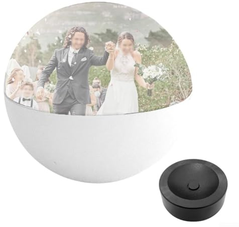 Jotekonoby Personalisierte Videokugel mit LED-Licht, 7 cm, WiFi-Digital-Memory-Display, dekorative Kugel für Hochzeiten, Jubiläen, Geburtstage (weiß)