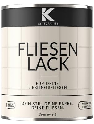 KENZOPAINTS Fliesenlack Fliesenfarbe Seidenmatt Farben Lack Fliesen Wand Boden Bad Küche Wandfliesen Bodenfliesen (Cremeweiß - RAL 9001, 2,5 Liter)