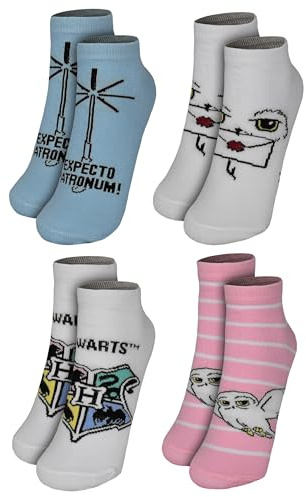 Harry Potter Socken für Damen - Hedwig Hogwarts Frauen Sneaker Strümpfe (4er Pack)