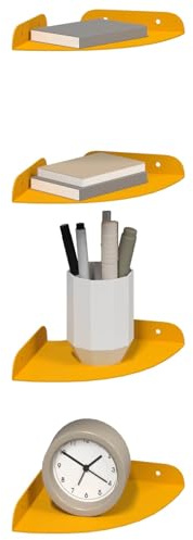 vidaXL Schwebendes Regal mit Regal 4 pcs Senfgelb 15 x 15 x 2 cm, Wohnzimmer, minimalistisches Design, schwebendes Regal, platzsparend, Moderne Wandmontage für Deine Deko