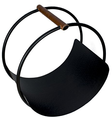 Ivyline Portalegna Rotondo con Manico in Pelle, 43 cm, Nero, 44 x 31 x 43 cm
