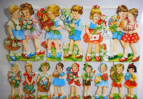 Glanzbilder Kinder Blumen Junge Mädchen EF 7029 Oblate Posiebilder Scrapbook Deko GWI 566