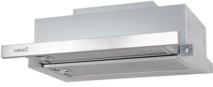 CATA Campana extractora de Cocina TFH 6630X 6 niveles de Extracción Panel de Control Tactil Temporizador de Desconexión Automática e Indicador de Limpieza de Filtros Ancho 60 cm Color Inox