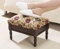 Floral Fabric Footstool with Storage Compartment and Padded Lid – Upholstered Ottoman for Living Room Comfort and Organisation with Dark Wood Classic Finish
