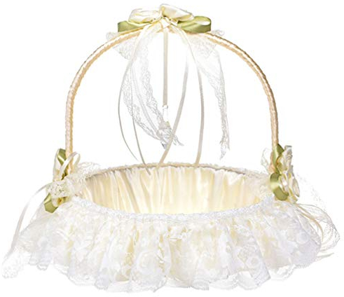 Besport Blumenkorb aus Spitze für Braut und Mädchen