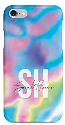 Tirita Personalised Phone Case Cover Compatible with iPhone 7 Plus & 8 Plus - Tie Dye Neon Name [07 - Motley Multicoloured]