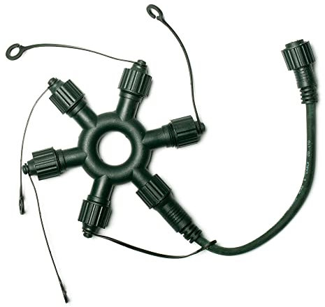 hellum 555141 Ringverbinder für verlängerbare System-Profi Lichterketten / 5 Ausgänge/innen & außen/grünes Kabel