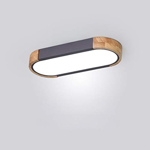 VOMI Grau Deckenlampe LED Vintage Wohnzimmer Schlafzimmer Deckenleuchte Dimmbar Flach Lang Rund Metall Holz Eiche Leuchte Küche Kinderzimmer Werkstatt Flur Büro Jugendzimmer Lampen,35cm