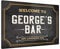 iCaseDesigner Personalised Welcome Bar Sign with Rustic Black Chalk Board Background. Gloss Metal Wall Art. Pub Man-Cave Gift