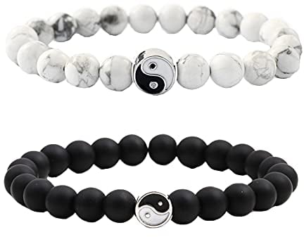 Yin Yang Halskette Armband Set für Paar Damen Herren Bff Halskette Anhänger Armbänder für 2, Kupfer, Autre