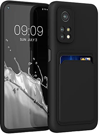 kwmobile Handyhülle kompatibel mit Xiaomi Mi 10T / Mi 10T Pro Hülle - Handy Cover mit Fach für Karten - in Schwarz matt