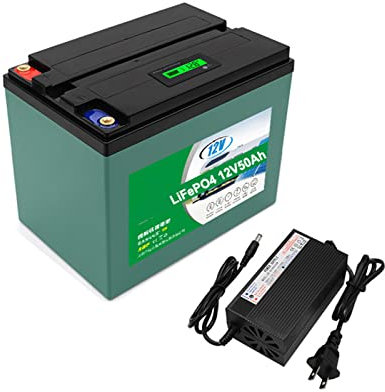 Grideto 12V 50Ah Lifepo4 Battery, 2000 + Cycles Lithium Iron Phosphate Battery,Built-In BMS Rechargeable Lithium Iron Phosphate Battery,with 12.6V 5A Dedicated Lithium Battery Charger