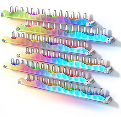 NiHome 6er-Pack Nagellackregal, schillernder Acryl Nagellack Organizer zur Wandmontage, Moderne und stilvolle Aufbewahrung, 38x5 cm große Regale für Badezimmer und Wohnräume