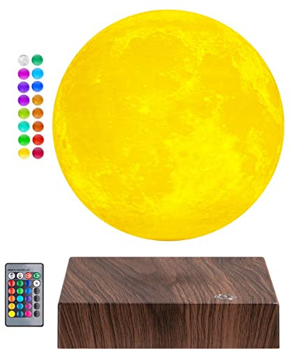 DIDWI Magnetisch schwebende Mondlicht Lampe, schwebende und drehende 3D-Druck-Mondlicht Lampe, LED-Mondnachtlichter für Heimdekoration, einzigartige Geschenke (16 Farben)