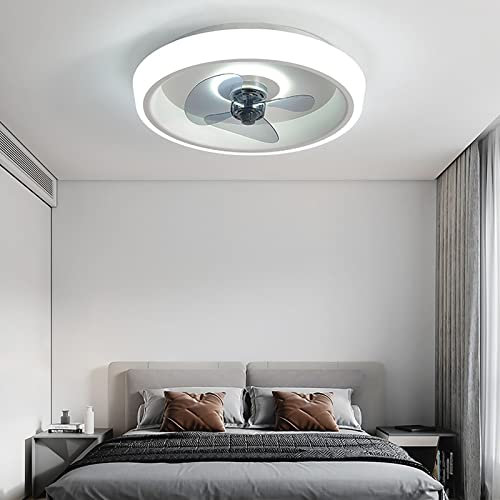 20'' Modern Indoor Flush Mount Ceiling Hue Ceiling Light, Remote & APP Control Small Ceiling Fan for Bedroom/ Living Room/ Small Space
