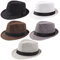 Geebuzz Lot de 5 chapeaux Fedora à bord court classique d'été plage soleil chapeau panama casquette pour homme femme, Lot de 5 : noir + blanc + café + gris foncé + gris clair, M