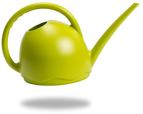Plastia Gießkanne Klein für Zimmerpflanzen 1,8 L - Giesskanne Medusa mit langem Ausgießer - Blumengießkanne aus Kunststoff für Drinnen, Grün