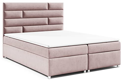 Best for Home Boxspringbett mit Bettkasten Trinity K-5 Bonellfederkern inkl. Topper 180x200 Rosa