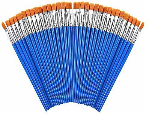60 Pcs Paint Brushes,Round Flat Small Brush Bulk for Detail Painting (60 Flat)