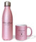 DECOHO - Pack Tasse + Bouteille isotherme pailletée rose personnalisées · Mère-veilleuse · Idée cadeau anniversaire ou fête des mères - G - Rose