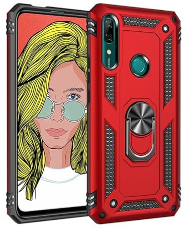 nulala Hülle Kompatibel mit Huawei P Smart Z, Militär Standard Stoßfest Handyhülle Case Hybrid Metall Ring Halter Schutzhülle Handy Hüllen Cover für Huawei P Smart Z