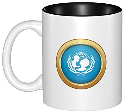 934 Tasse en Céramique Drapeau De L'Unicef Disque d'or Mug Haute Qualité À Café en Céramique Design Vintage Tasse Couple pour Cadeau, Frère, Homme 330Ml