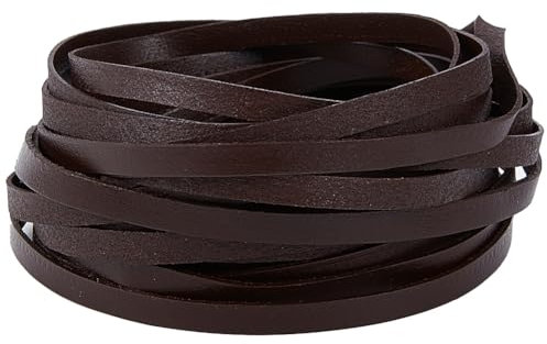 GORGECRAFT Cuerda de cuero genuino de 5 m de ancho, 5 mm de ancho, correa de cuero vacuno natural, hilos para trenzar, cuerda para pulseras, collares, joyería, botas, encaje, manualidades, color café