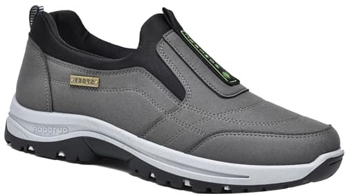Aocase Zapatillas Deporte Slip On Hombre Sin Cordones Casual Sneakers Comodos Zapato Plano Ligero Zapatos clásicos Flexibles para Exteriores,Gris,42/260mm
