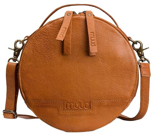 Frida's Wollhaus muud Bella handgefertigte Crossbody-Tasche Projekttasche Stricken Leder 2 Farben (Whisky)