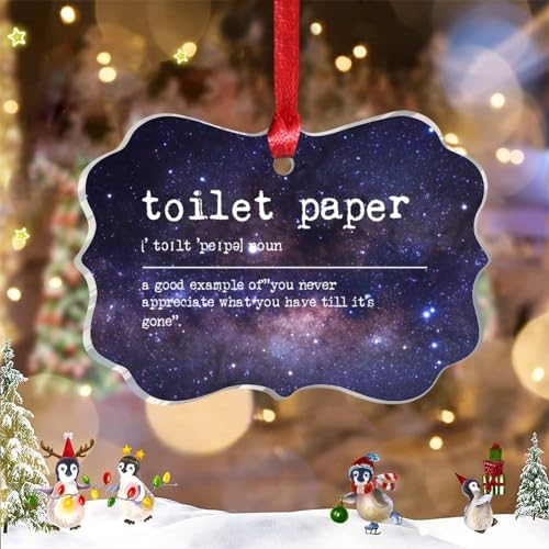 Guangpat Toilettenpapier Definition Acryl Weihnachtsschmuck Toilettenpapier Wort Bedeutung Ornament für Weihnachtsbaum Dekor Weihnachtsschmuck 2023 Andenken Weihnachtsstrumpf Füllung Geschenk
