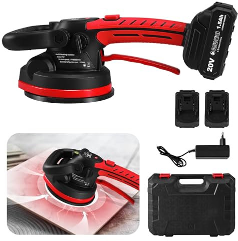 Tawxot Fliesenvibrator, Fliesenmaschinen 6 Gänge Einstellbar, Fliesenrüttler mit akku Vakuum Saugheber für 0,3-1,2 m Fliesen