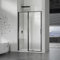 GRAND VERRE Porte de douche pivotante 100x190 à largeur réglable avec élément fixe et cadre en alu noir mat