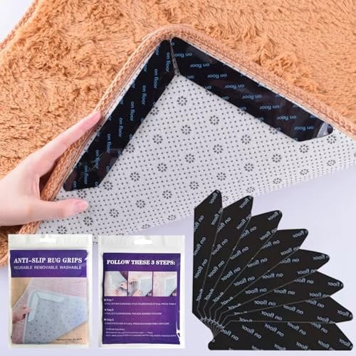 Teppichgreifer Antirutschmatte, Anti-Curling Rug Gripper, Rutschfester Teppichgriff für Hartholzböden, Teppiche und Matten,Anti Rutsch Teppichunterlage Aufkleber Starke Klebrigkeit