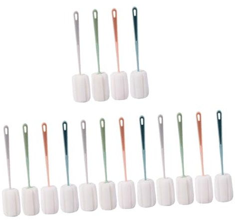 MAGICLULU 16 STK Schwammbecherbürste mit langem Griff Flaschenbürste Reinigungsbürste Wasserflaschenreiniger Reinigungswerkzeug Peeling zum Reinigen täglicher Gebrauch pp