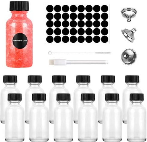 Gigtoop Flaschen zum Befüllen 60ml, Mini Glasflaschen mit Deckel, Kleine Glasflaschen, Ingwer Shot Flaschen zum Befüllen, für ätherische Öle, Ingwer Shot, Whisky (12pcs)