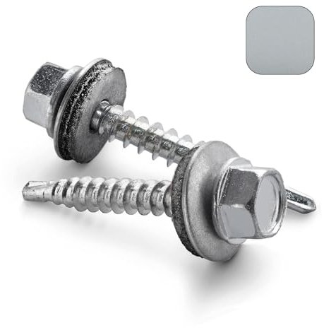 VOOXA 200 Stück selbstbohrende TRAPEZBLECHSCHRAUBEN 4,8X20 mit EPDM Dichtscheibe | verzinkter Stahl ohne Farbe | Sechskantkopf SW8