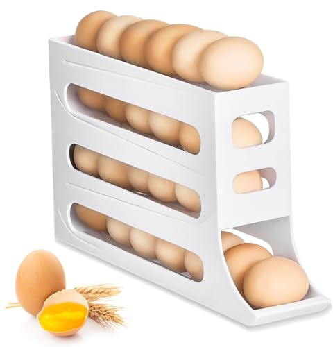 Portauovo per 30 uova, grande capacità, contenitore per uova per frigorifero, organizzatore per uova impilabile, contenitore automatico di freschezza per frigorifero, contenitore per uova, organizer